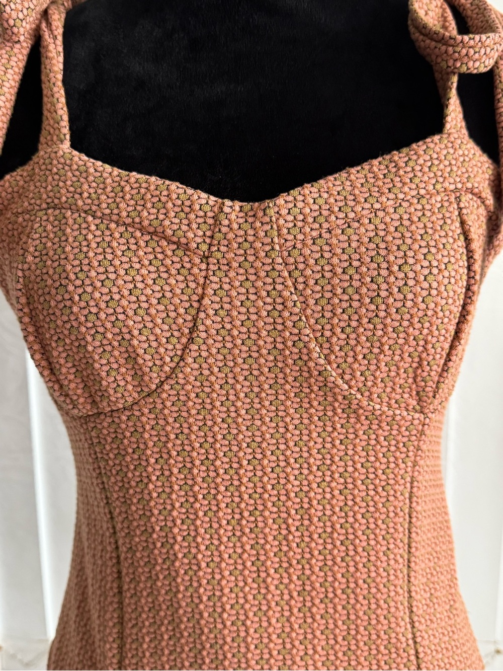 Free People Textured Tie Strap Bustier Tank Top Pink Size Medium - Picture 6 of 9